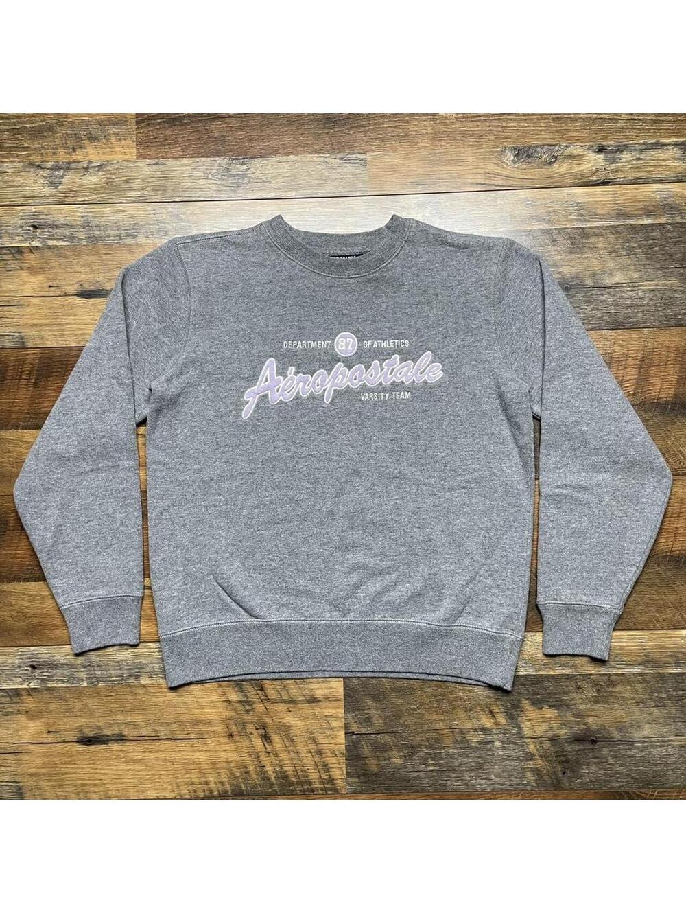 Y2k Women's Aeropostale Varsity Team Gray Sweatshirt Size Small